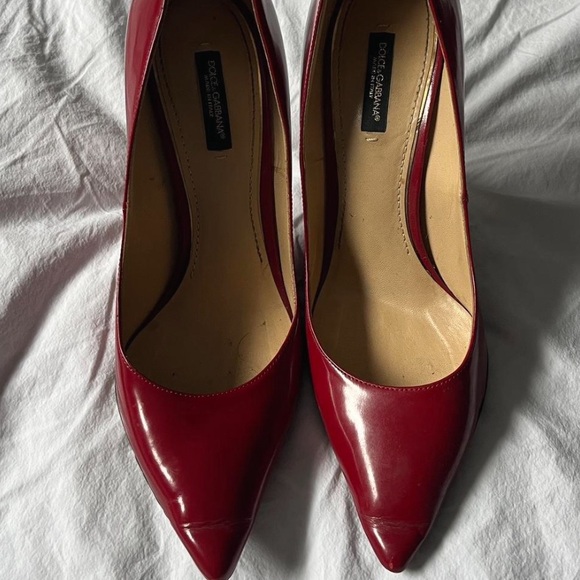 Dolce & Gabanna maroon burgundy red leather pointy women’s heels - Picture 1 of 4